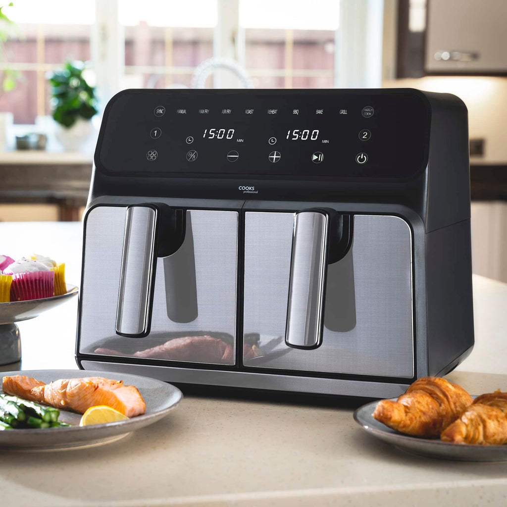 Friteuse à air numérique double 8 L | Argenté