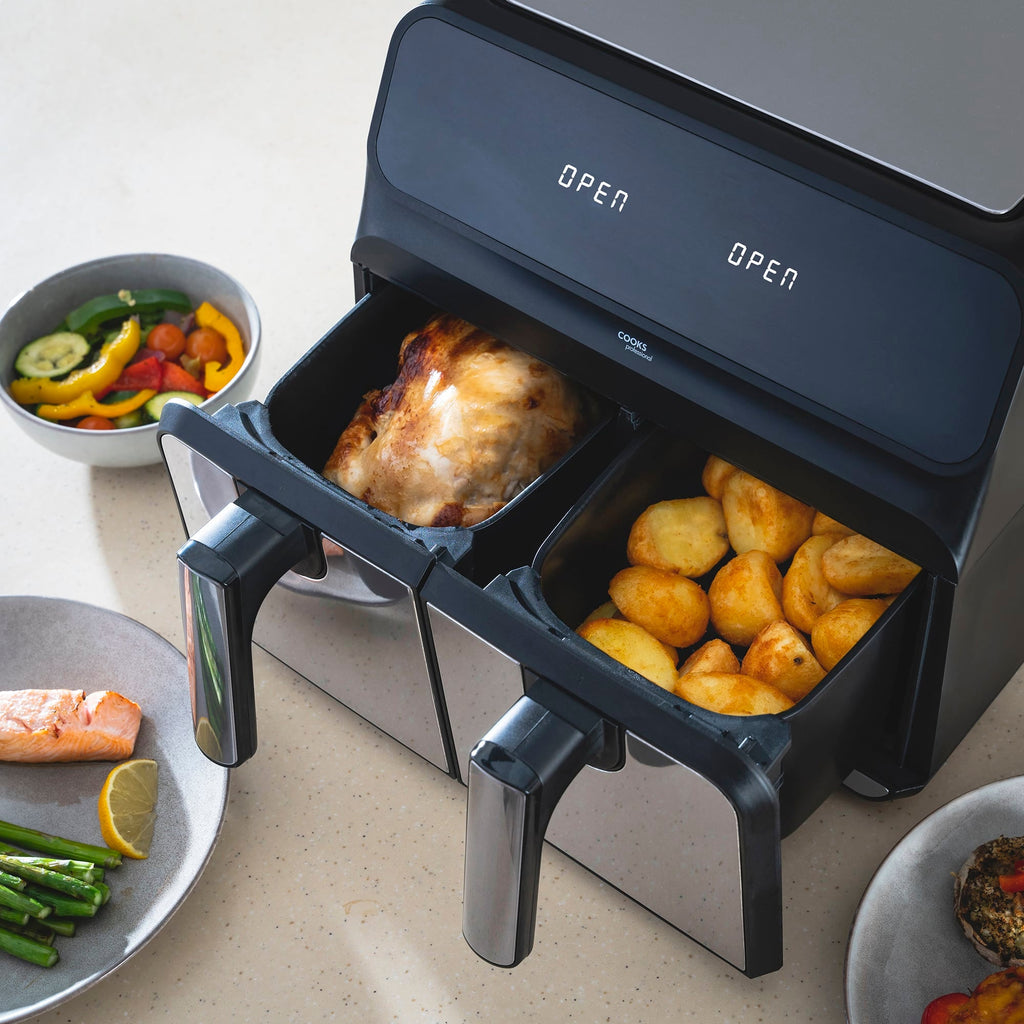 Friteuse à air numérique double 8 L | Argenté