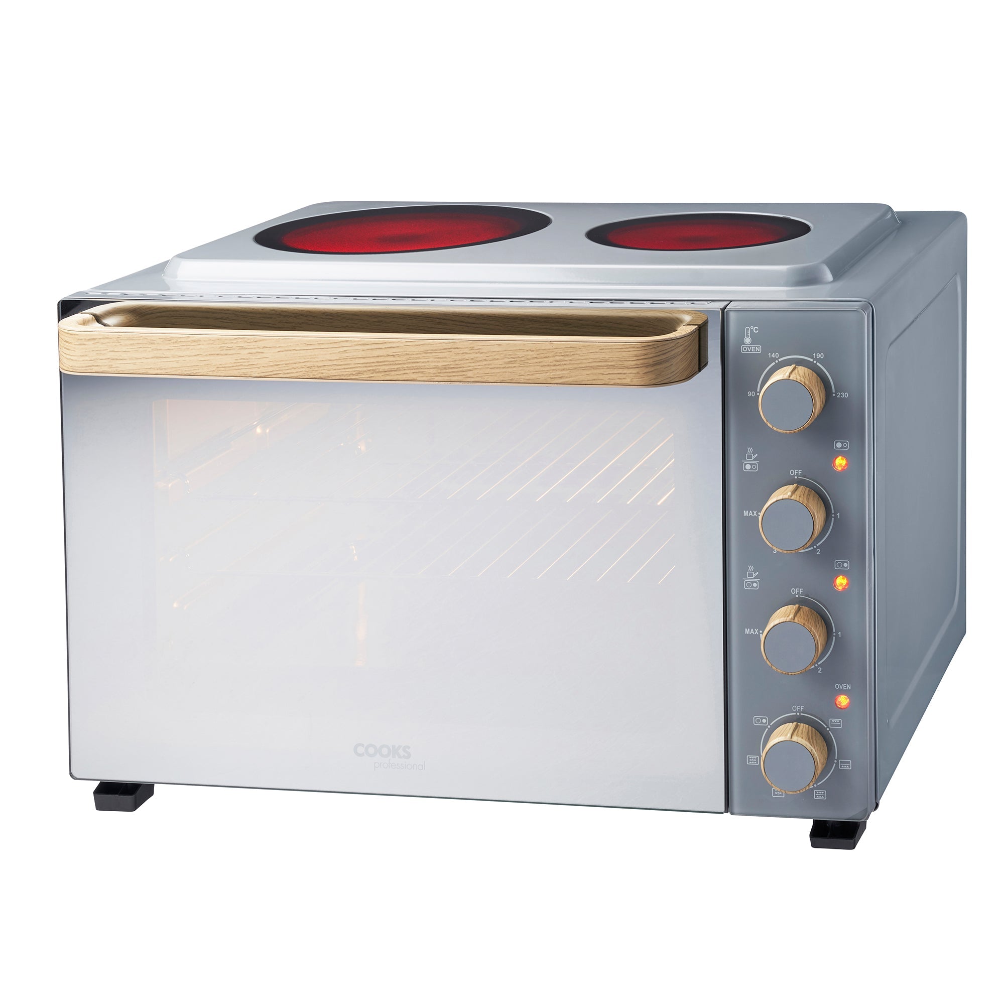 48L Mini Oven with 2 Ceramic Hobs | Grey Nordic