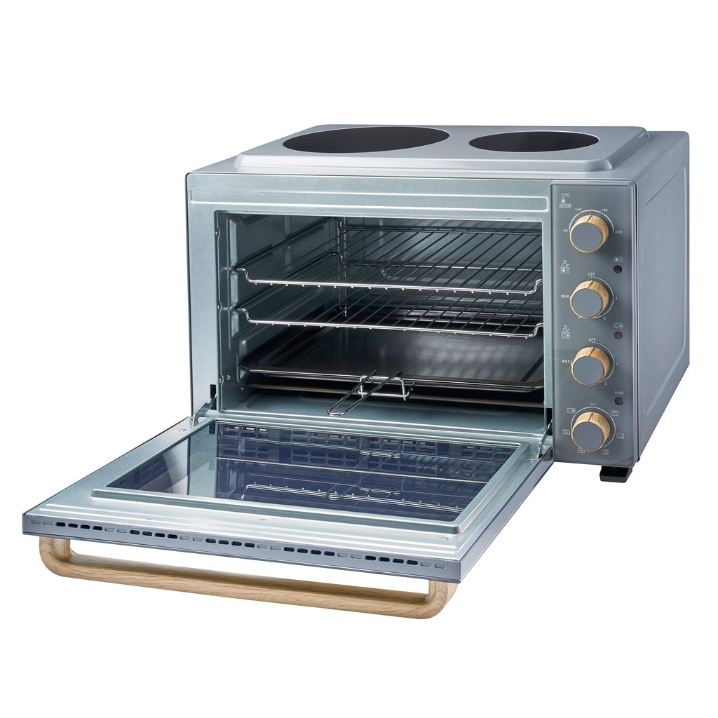 48L Mini Oven with 2 Ceramic Hobs | Grey Nordic