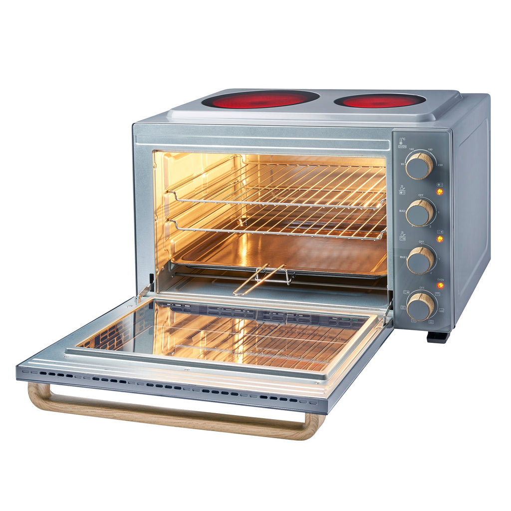 48L Mini Oven with 2 Ceramic Hobs | Grey Nordic