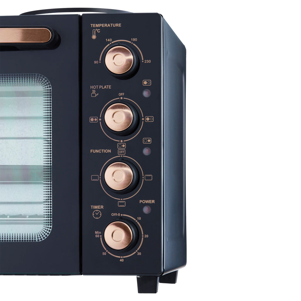 34L Mini Oven with 2 Hobs | Black / Copper