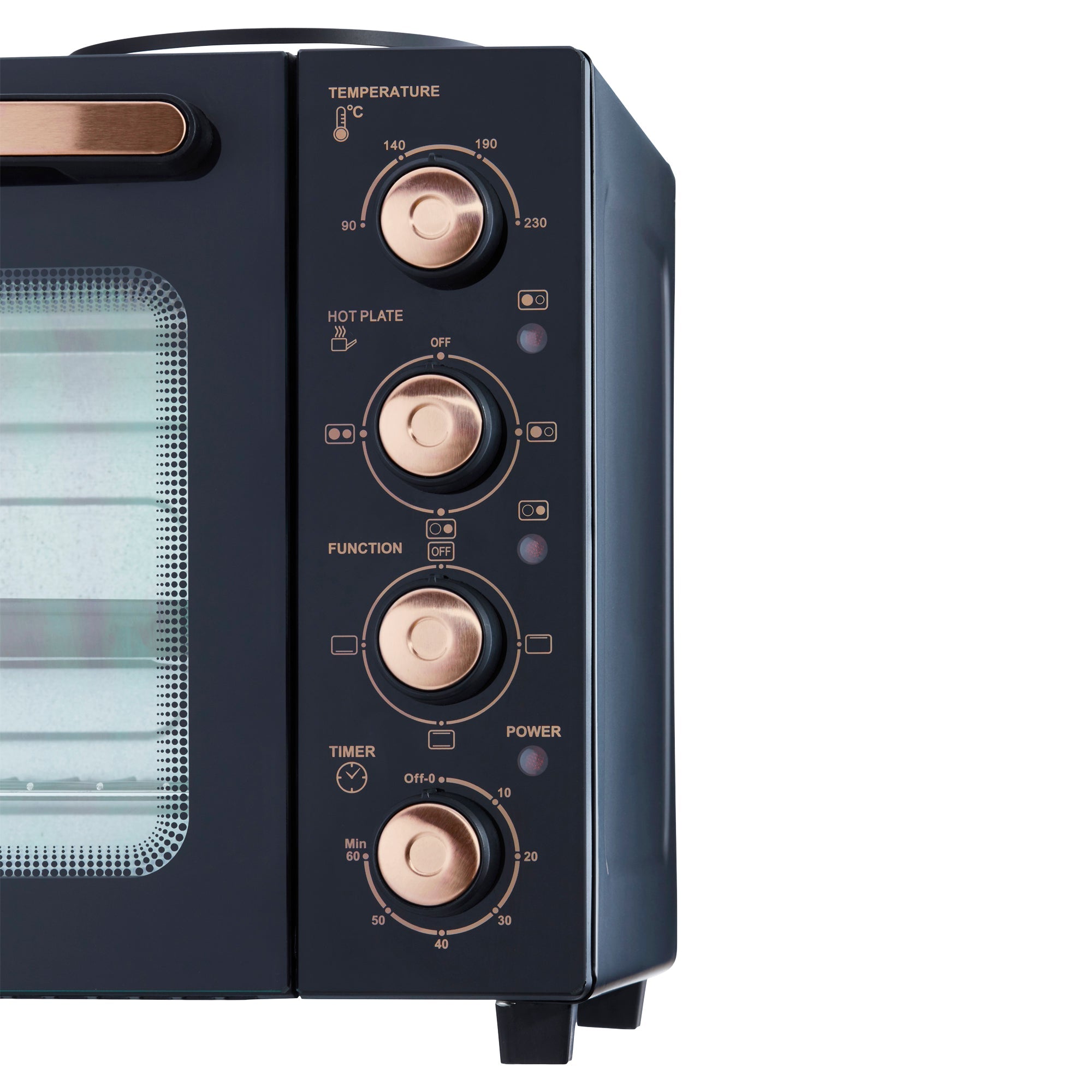 34L Mini Oven with 2 Hobs | Black / Copper