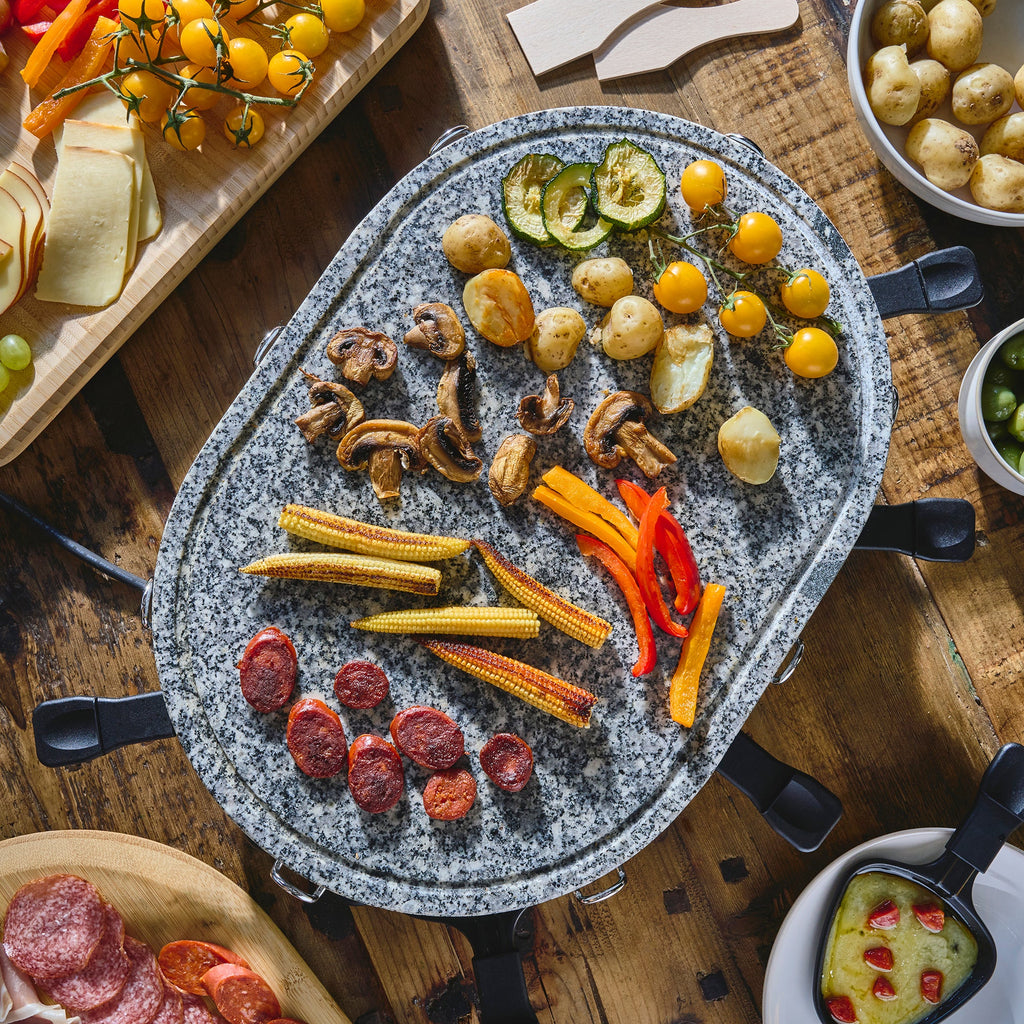 Electric Raclette Grill with Natural Stone Plate | 8 Person