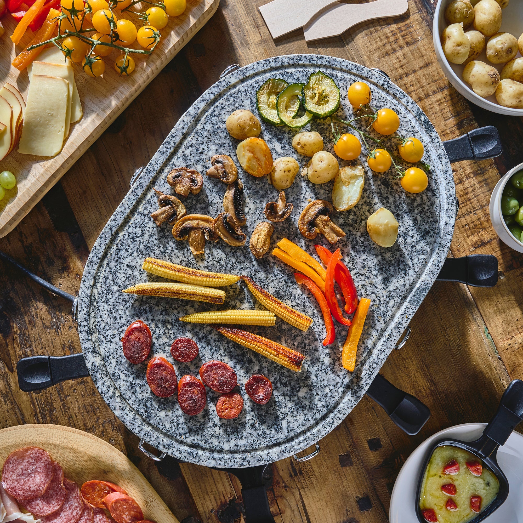 Electric Raclette Grill with Natural Stone Plate | 8 Person