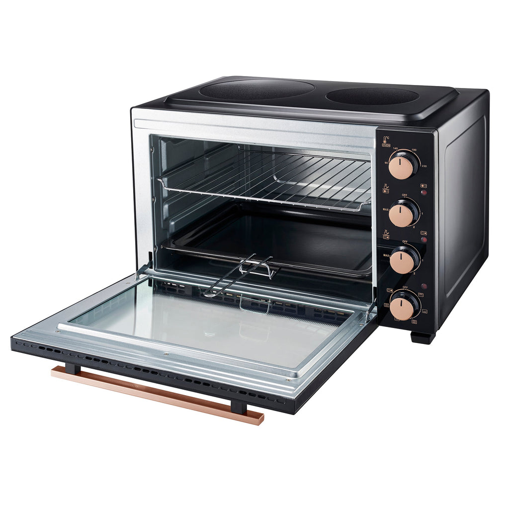 48L Mini Oven with 2 Ceramic Hobs | Black / Copper