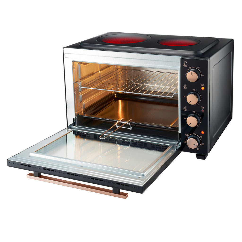 48L Mini Oven with 2 Ceramic Hobs | Black / Copper