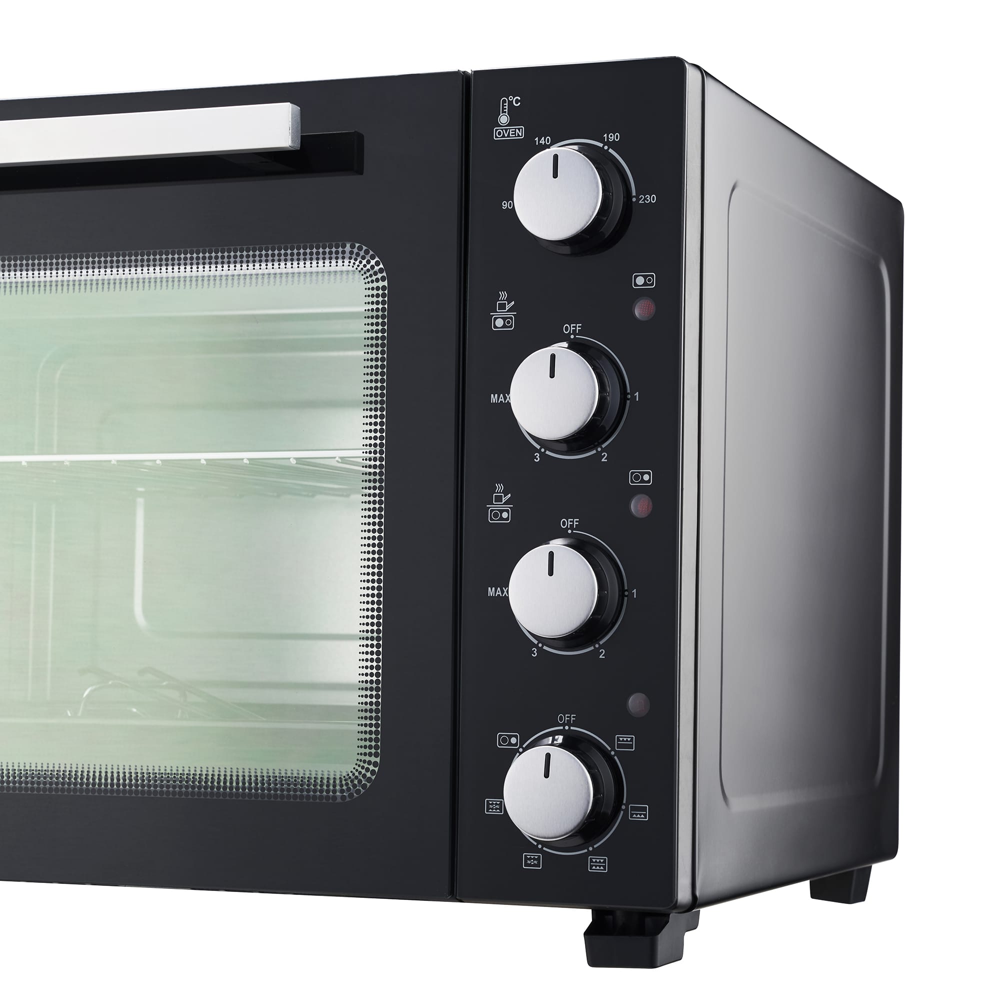 48L Mini Oven with 2 Ceramic Hobs | Black / Silver