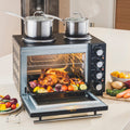 28L Mini Oven with 2 Hobs | Black / Silver