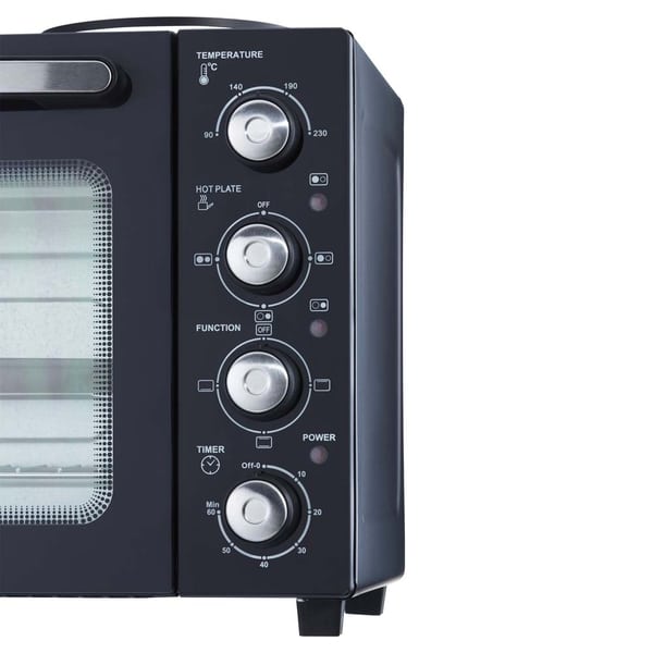 34L Mini Oven with 2 Hobs | Black / Silver